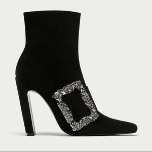 NWT zara high heel ankle boots with buckle